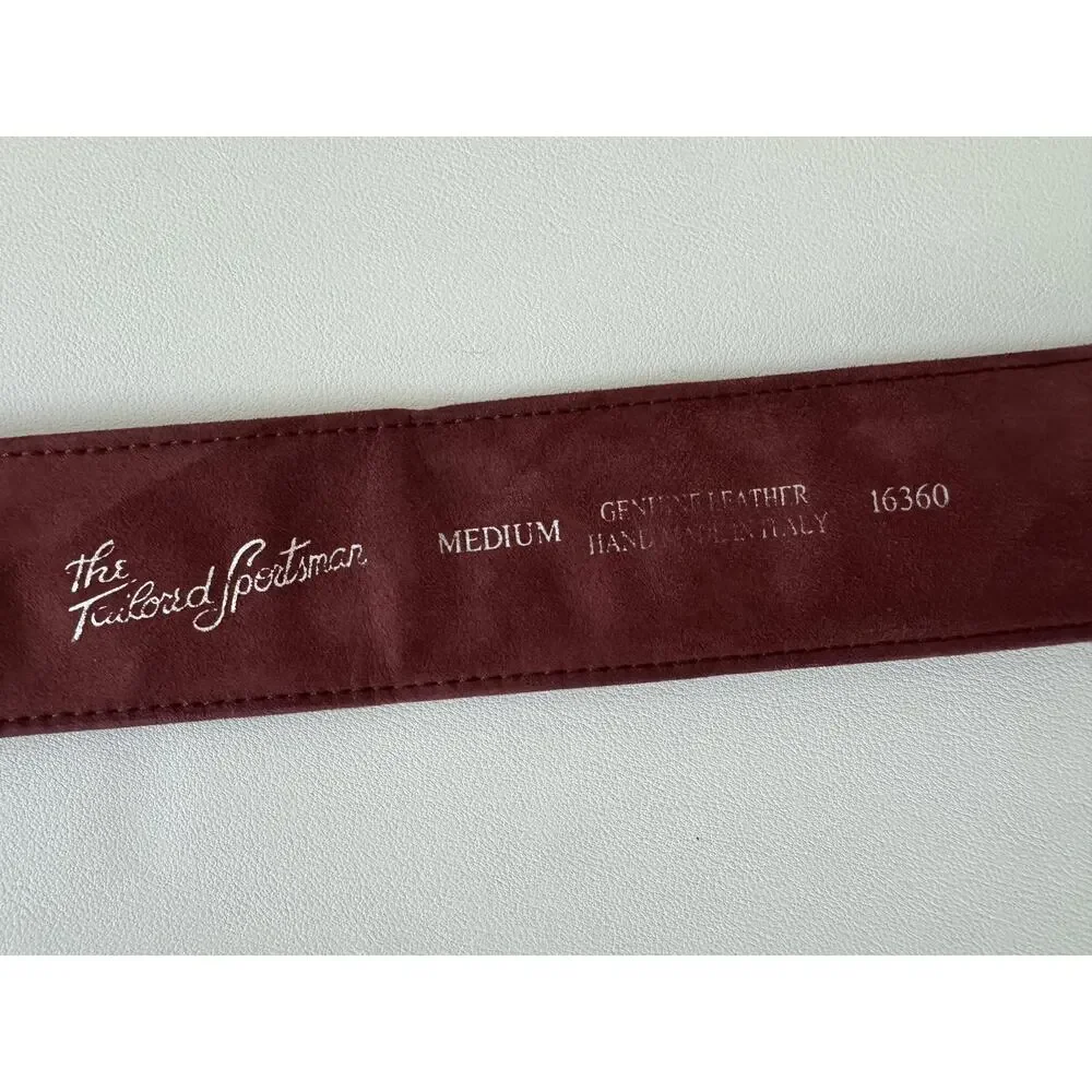 The Tailored Sportsman Belt Womens Medium Red Suede Quilted Grommet Made Italy